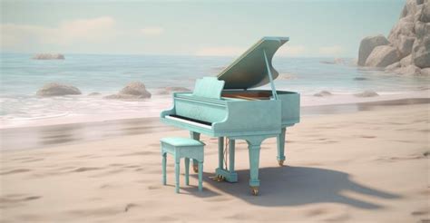 Premium AI Image | vintage piano on the beach relaxing music at the ocean