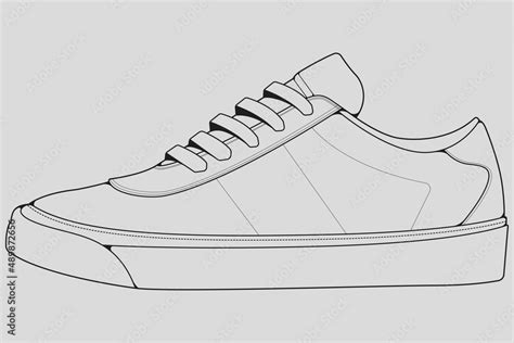 Shoes sneaker outline drawing vector, Sneakers drawn in a sketch style ...