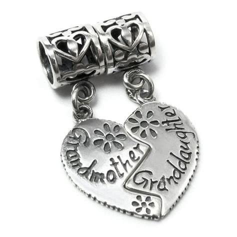 Queenberry - Sterling Silver Grandmother Granddaughter Family Daisy Dangle Bead Pendant For ...