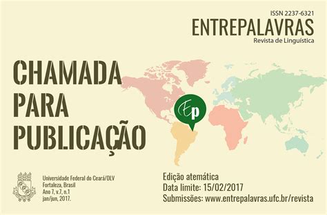 Chamada de artigos da revista Entrepalavras Área de Linguística