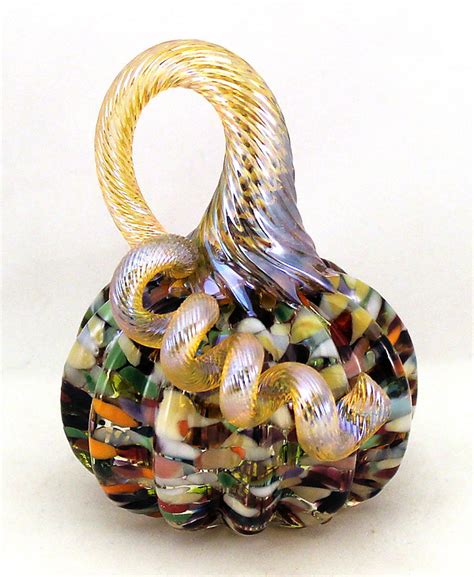 Miniature Confetti Pumpkin By Ken Hanson And Ingrid Hanson Art Glass