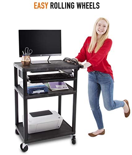 Line Leader Plastic Av Cart With Keyboard Tray Mobile Workstation With