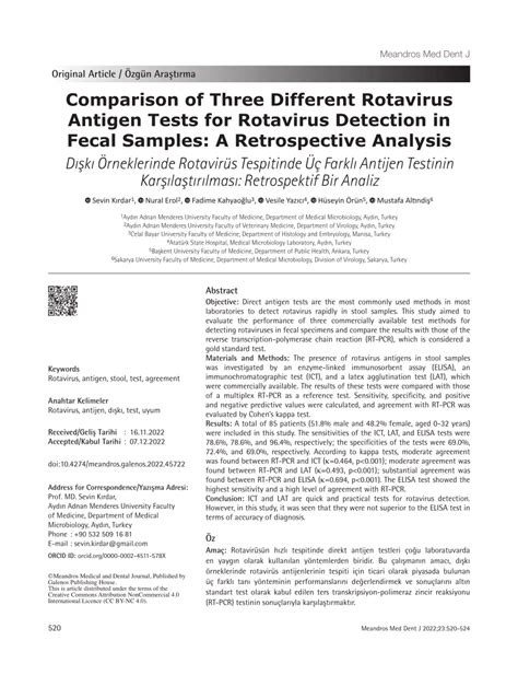 PDF Comparison Of Three Different Rotavirus Antigen Tests For