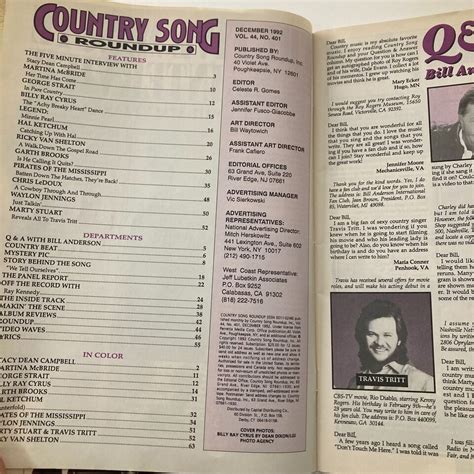 Country Song Roundup Magazine December Billy Ray Cyrus No Label Ebay