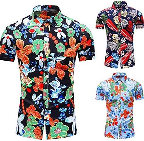 Herren Hawaiihemd Mit Muster Oversize Shirt M Nner Bunte Kurzarm Hemden