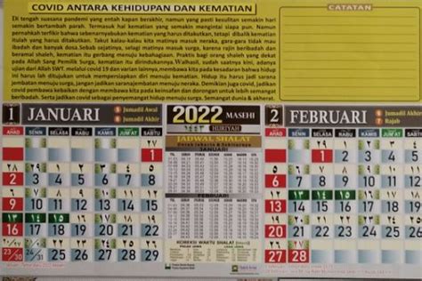 UPDATE Kalender Hijriah Islam Februari 2022 Dilengkapi Tanggal Masehi