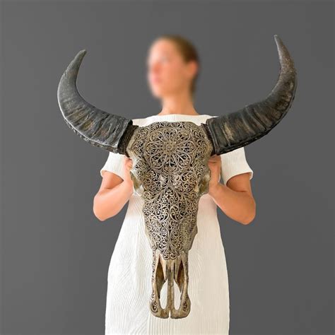 Skull Art Large Authentic Hand Carved Grey Water Buffalo Catawiki