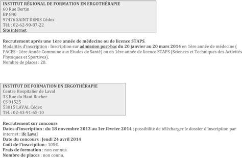 LISTE DES INSTITUTS DE FORMATION EN ERGOTHERAPIE