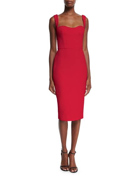 Sleeveless Sweetheart Neck Sheath Dress Red Victoria Beckham Red