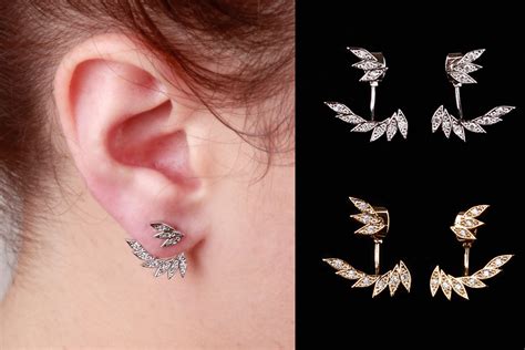 Gold Silver Crystal Angel Wings Ear Jackets Earrings Ear Jacket