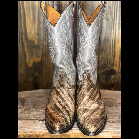 Vintage Tony Lama Black Label Eel Cowboy Boots Gem