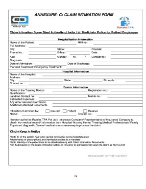 Intimation Form Fill Online Printable Fillable Blank PdfFiller