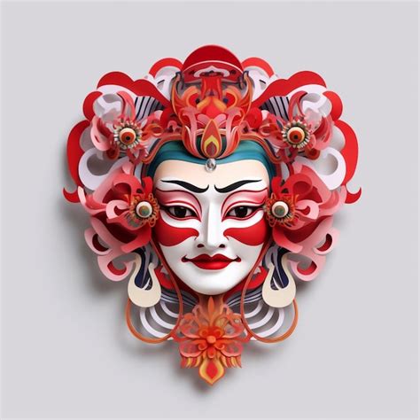 Premium Photo Paper Art Traditional Chinese Art Peking Opera Face Mask