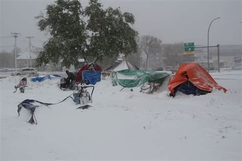 People In Winnipeg Homeless Camp Persevere Through Heavy Snow Cold