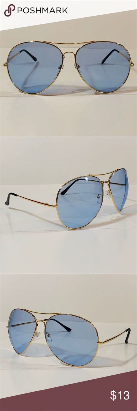 Oversize Blue Lens Aviator Sunglasses Blue Lens Aviators Gold Frame