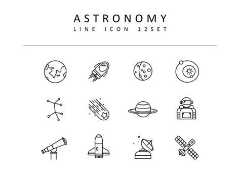 Astronomy Icons Set Vector