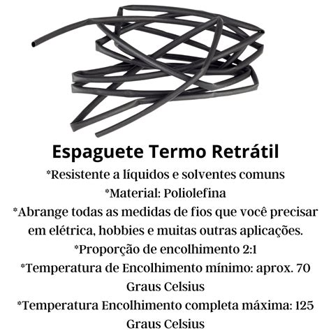 Espaguete Termo Retratil Mm Preto Metro Leiplast Ntv