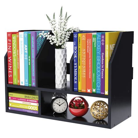 Coogou Desktop Bookshelf Wood Desk Organizer Shelf Bookcase With