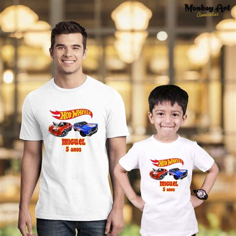 Kit Camisetas Família Aniversário Hot Wheels Brinquedo Elo