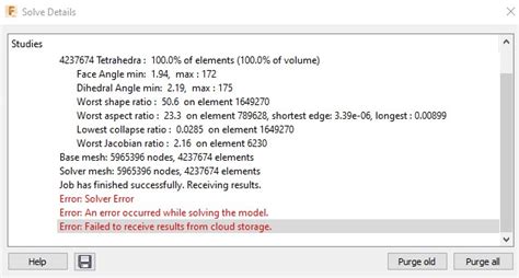 Failed To Receive Results From Cloud Storage Message In Fusion Simulation