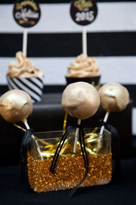 Black and Gold Graduation Party Graduation/End of School Party Ideas | Photo 1 of 13 | Gold ...