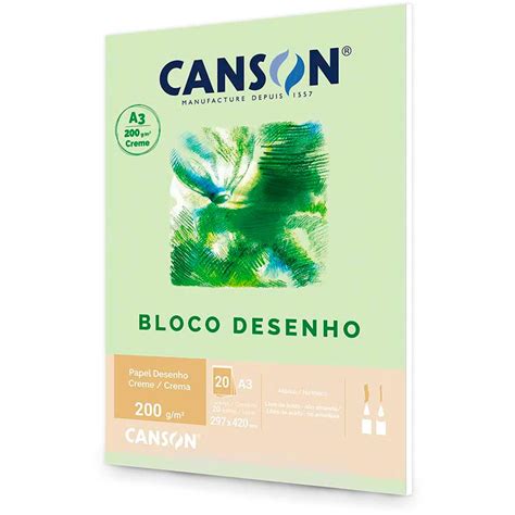 Bloco Desenho A3 Creme 200g Canson BL 20 FL Escolar Kalunga