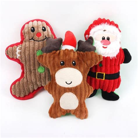 New Christmas Santa Claus Pet Dog Toys Chew Squeaker Pet Plush Toys For