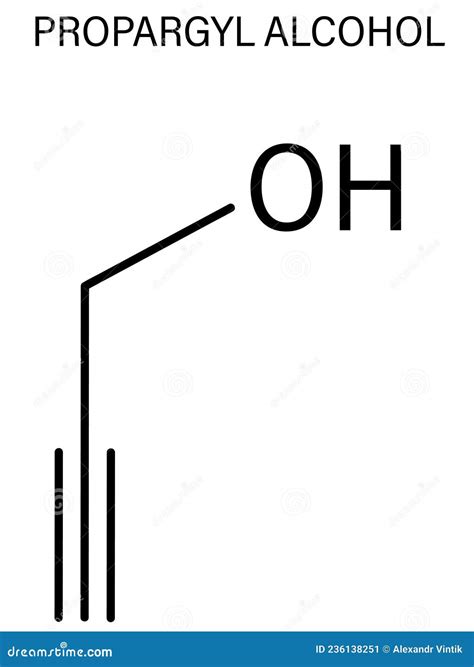 Propargyl Alcohol Molecule Skeletal Formula Chemical Structure Vector