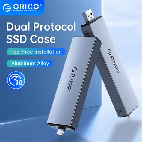 อลูมิเนียม Orico 2 In 1 Usb ชนิด C อินเทอร์เฟซคู่ M2เคส Ssd สนับสนุน