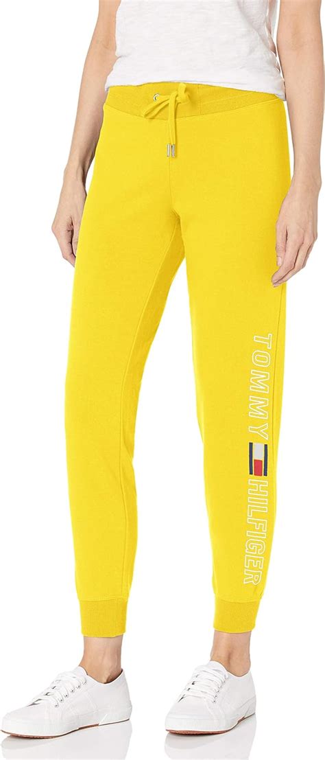 Tommy Hilfiger Womens Logo Jogger Pant Lemonade Large Amazon Ca