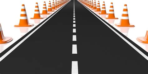 Premium Photo D Rendering Traffic Cones On A Highway