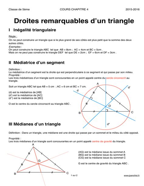 Droites Remarquables D Un Triangle