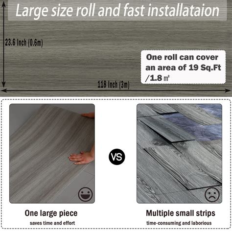 Oxdigi Peel And Stick Vinyl Flooring Roll X Sq Ft Self