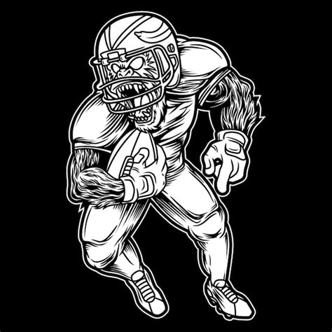 Premium Vector Chimp Mascot American Football Black And White