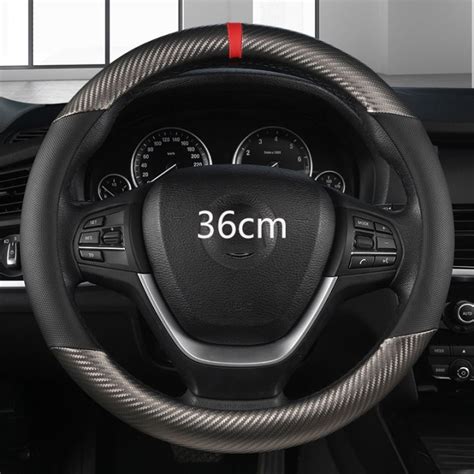 36cm Leather Carbon Fiber Car Steering Wheel Cover Size S For Honda