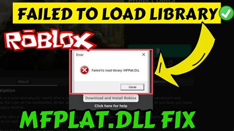 Roblox Failed To Load Library Mfplat Dll FIX YouTube