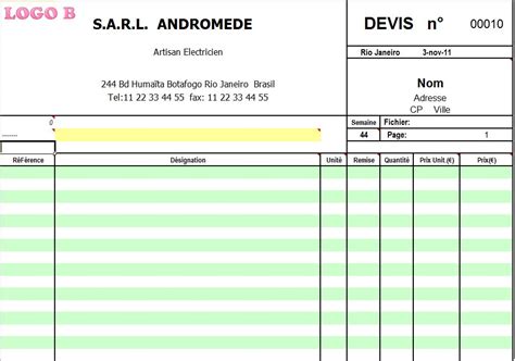 Modele De Devis En Excel Financial Report