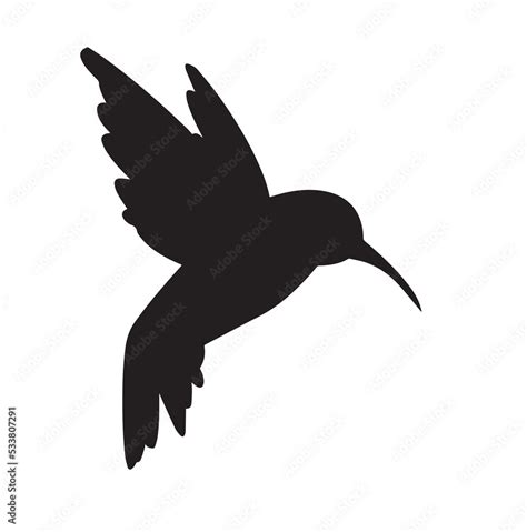 Flying Hummingbird Silhouette Vector On White Background Stock Vector