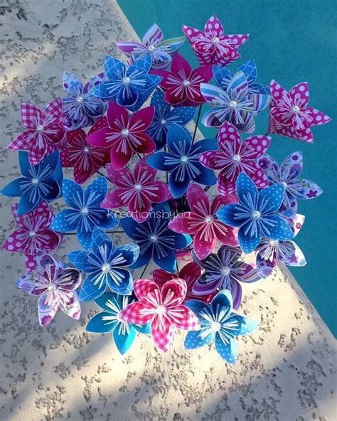 Jamberrry Origami Paper Flower With Stem By Kreationsbykia Origami Bouquet Paper Flower