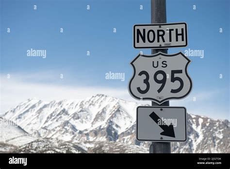 Us Route 395 Sign With Eastern Sierra Mountain Backdrop Mono County