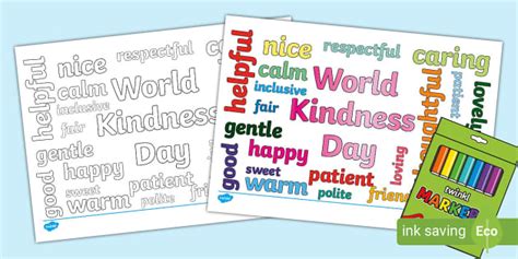 World Kindness Day Word Cloud Colouring Sheet Teacher Made