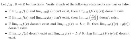 Solved I Let F G R → R Be Functions Verify If Each Of