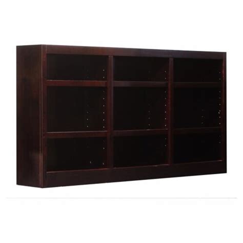 Bowery Hill Traditional 36 Tall 9 Shelf Triple Wide Wood Bookcase In