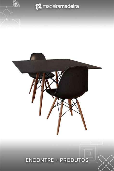 Conjunto De Mesa De Jantar Eames Eiffel Quadrada 90cm Tampo De Madeira