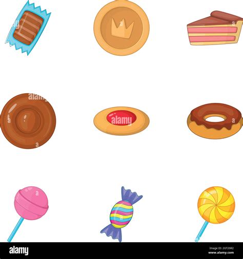 Confectionery And Desserts Icons Set Cartoon Style Stock Vector Image