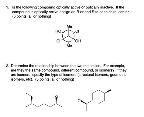 Solved Is The Following Compound Optically Active Or Chegg