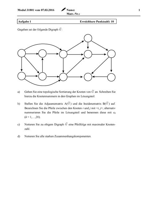 Klausur 7 März 2016 Fragen und Antworten Modul 31801 vom 07 03 Name