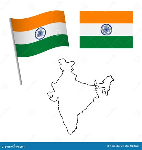 India Flag And Map Stock Illustration Illustration Of Vector