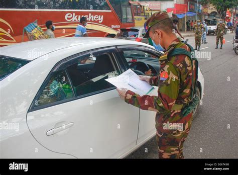 Dhaka Bangladesh 03rd July 2021 Law And Military Enforcer Checking