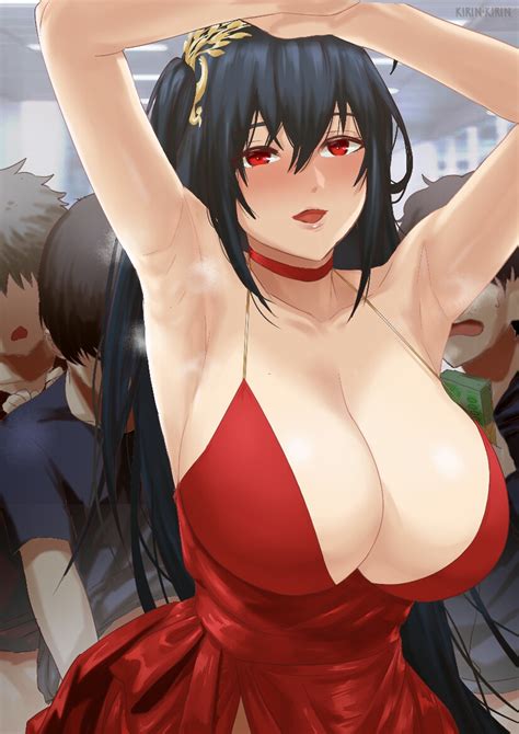 Rule 34 Armpits Arms Up Azur Lane Bangs Bare Shoulders Black Hair Breasts Choker Cleavage